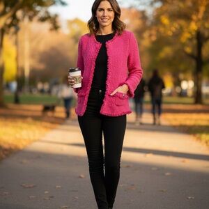 Cache Fuchsia V-Neck Women's Sweater